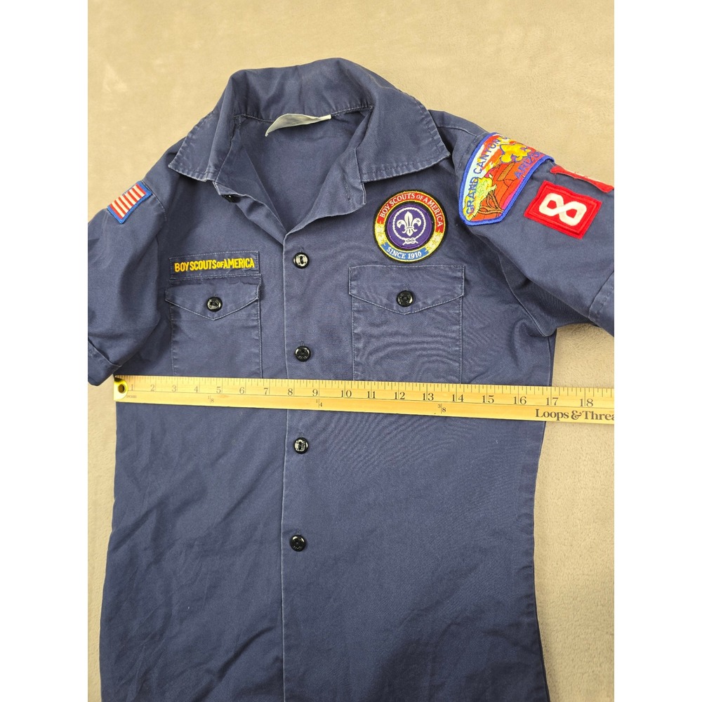 Boy Scouts of America Uniform Shirt Kids Youth Medium Blue Patches Short Sleeve - Picture 5 of 8